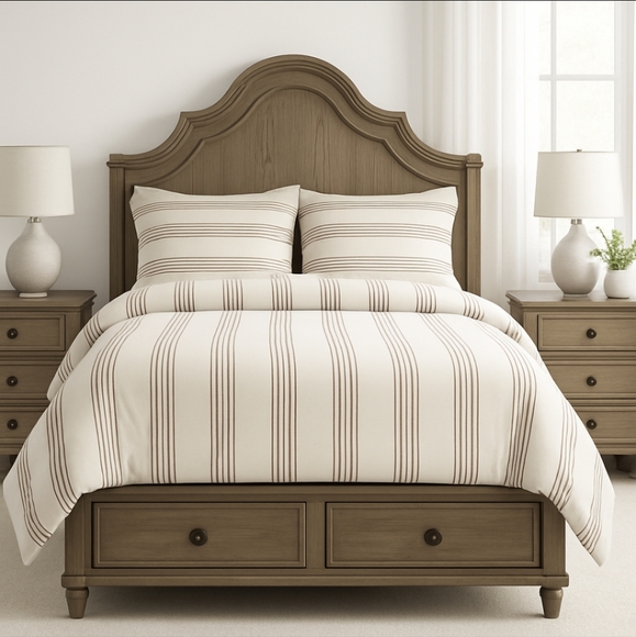 Queen Duvet And Sham Set Ikea Rust Striped - Picture 1 of 2